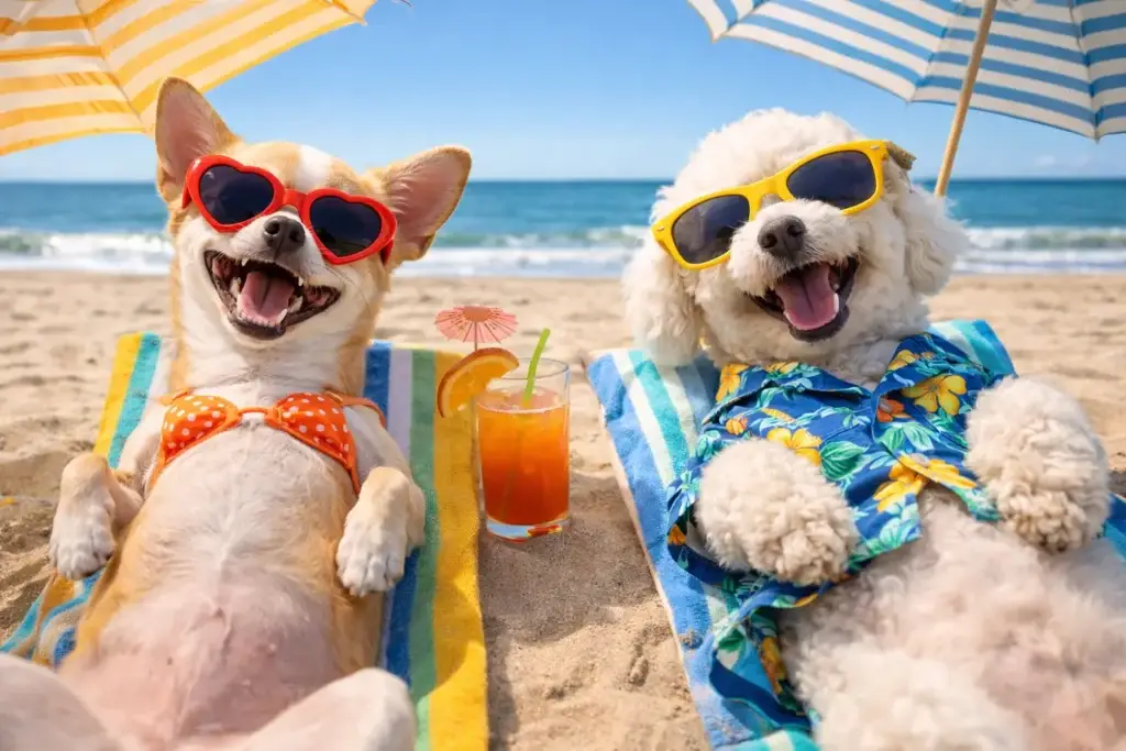 Deux chiens à la plage
