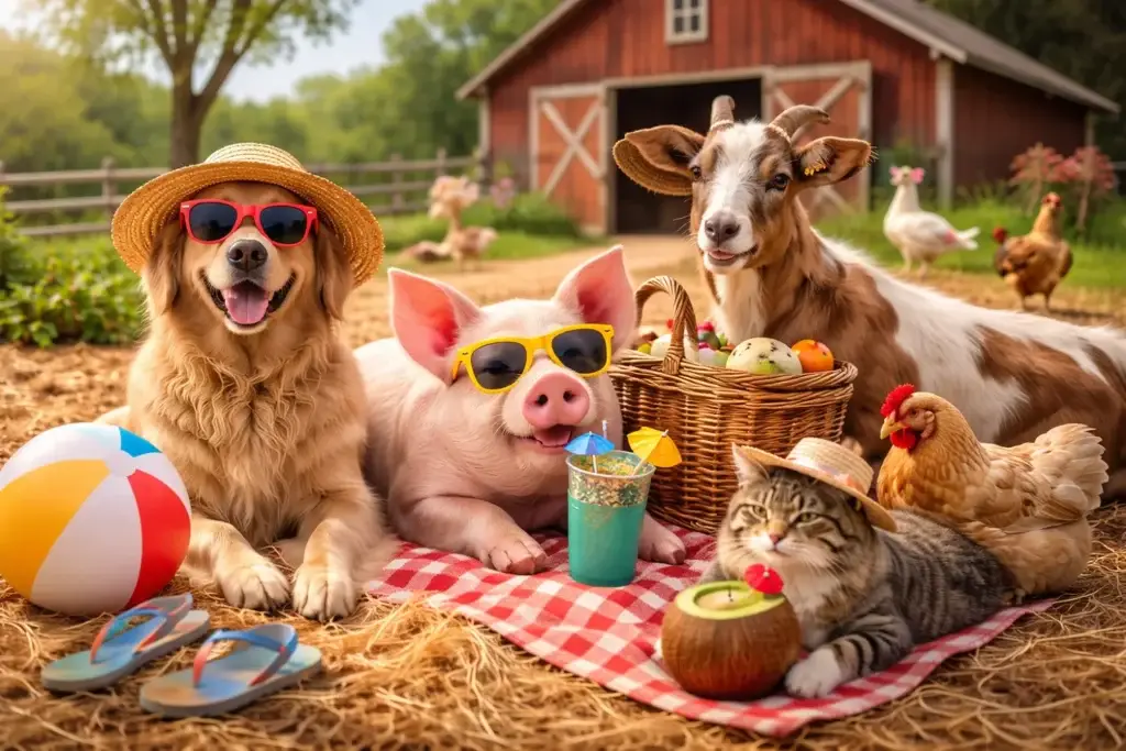 animaux en vacances à la ferme