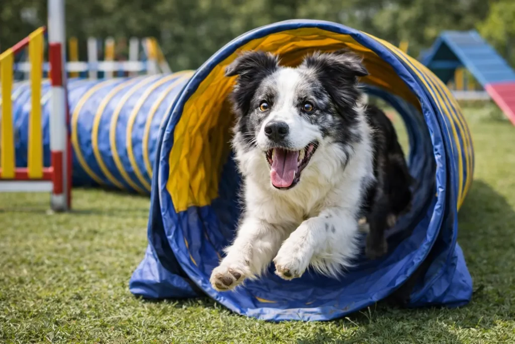 chien sur un parcours d'agility