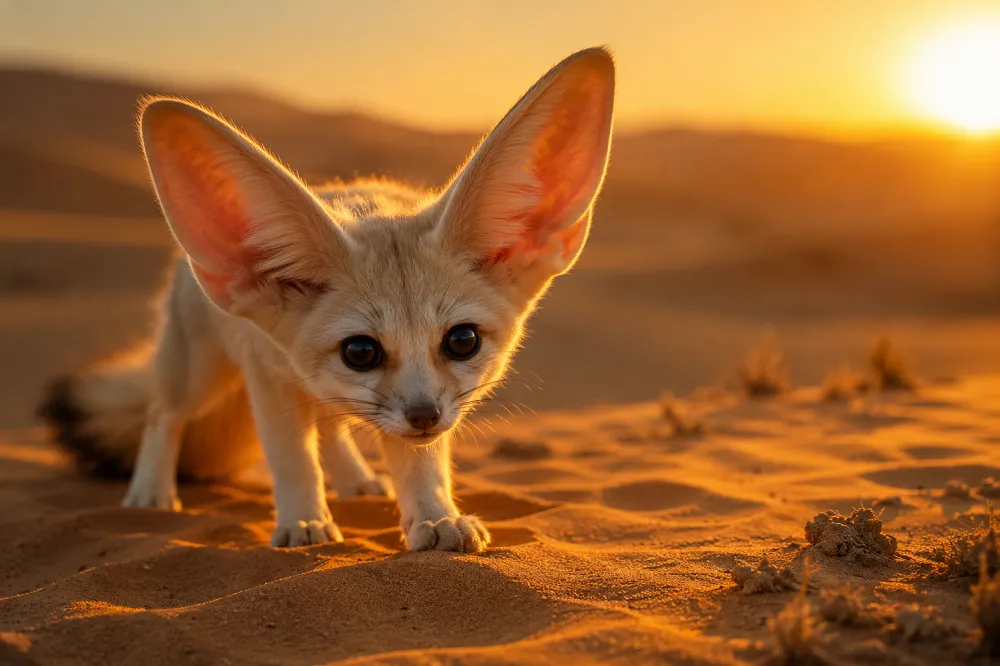 Un fennec, animal en F attachant, dans le désert