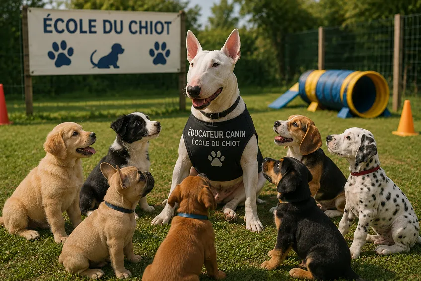 École du chiot : tarif, programme et déroulement des cours