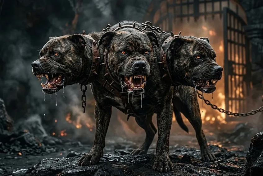 Cerbère, le chien à trois têtes gardien des Enfers