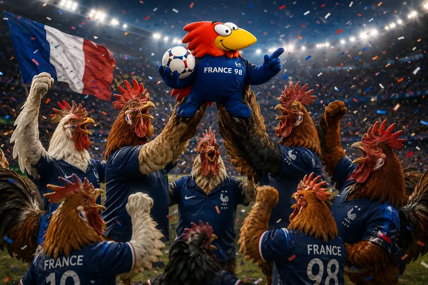 Footix, la mascotte coq de la Coupe du Monde 1998 en France