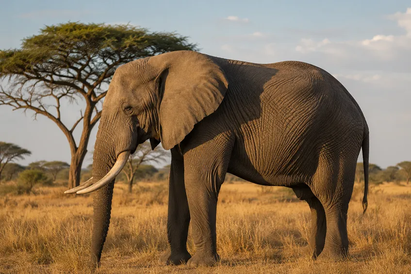Un éléphant d'Afrique adulte dans la savane