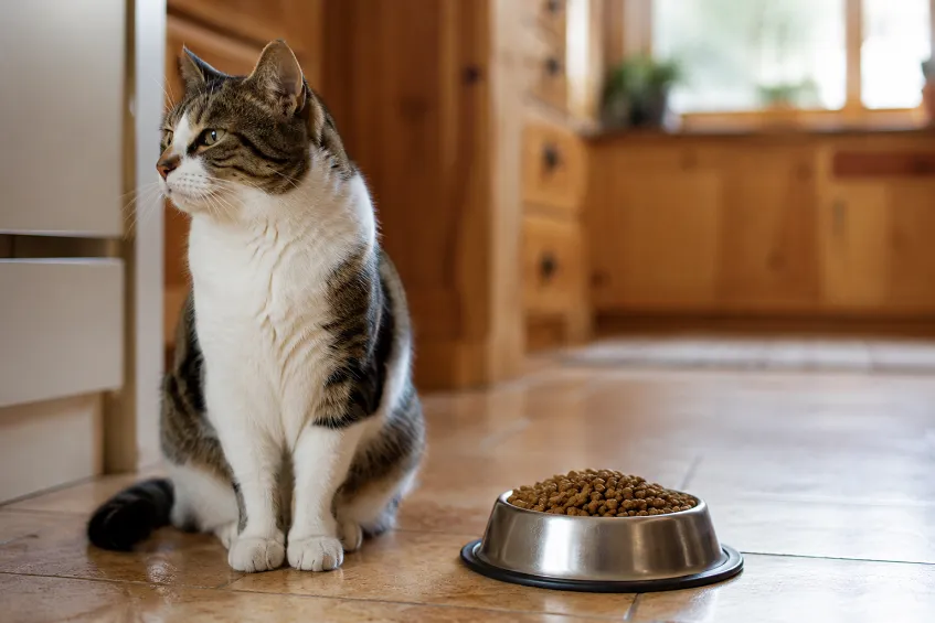 Chat qui ne mange plus ses croquettes