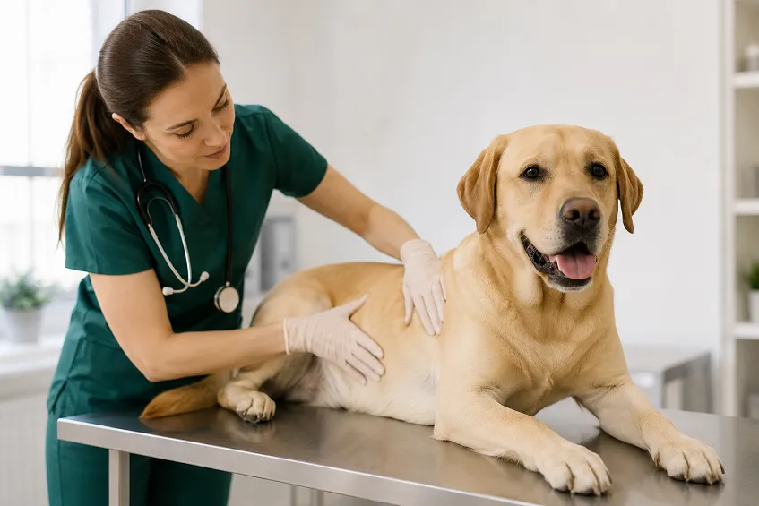 Vérifier si son chien est en surpoids chez le vétérinaire