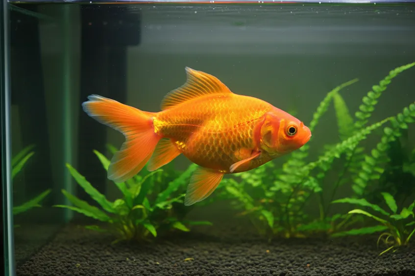 Animal en I : la liste des animaux commençant par I 2 Poisson rouge adulte dans un aquarium spacieux et planté.