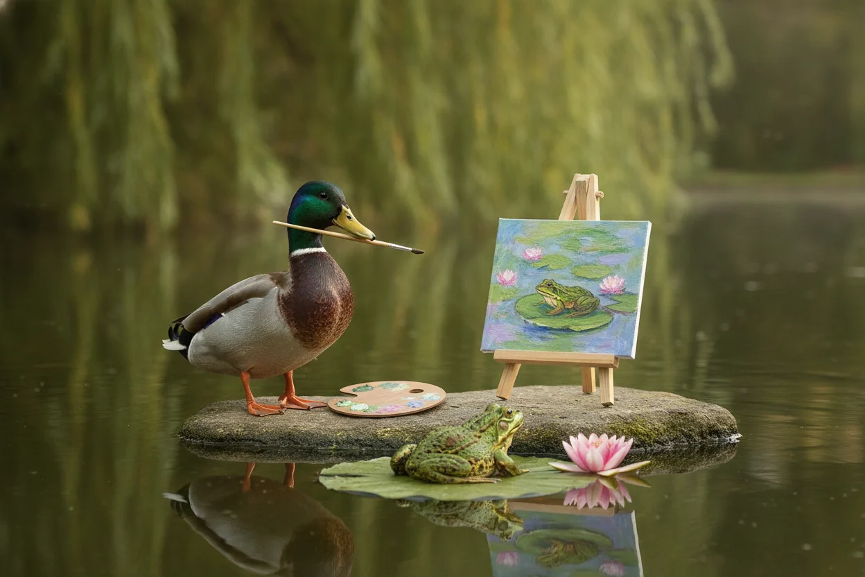 Grenouille dessin facile : assise, sur un nénuphar et kawaii