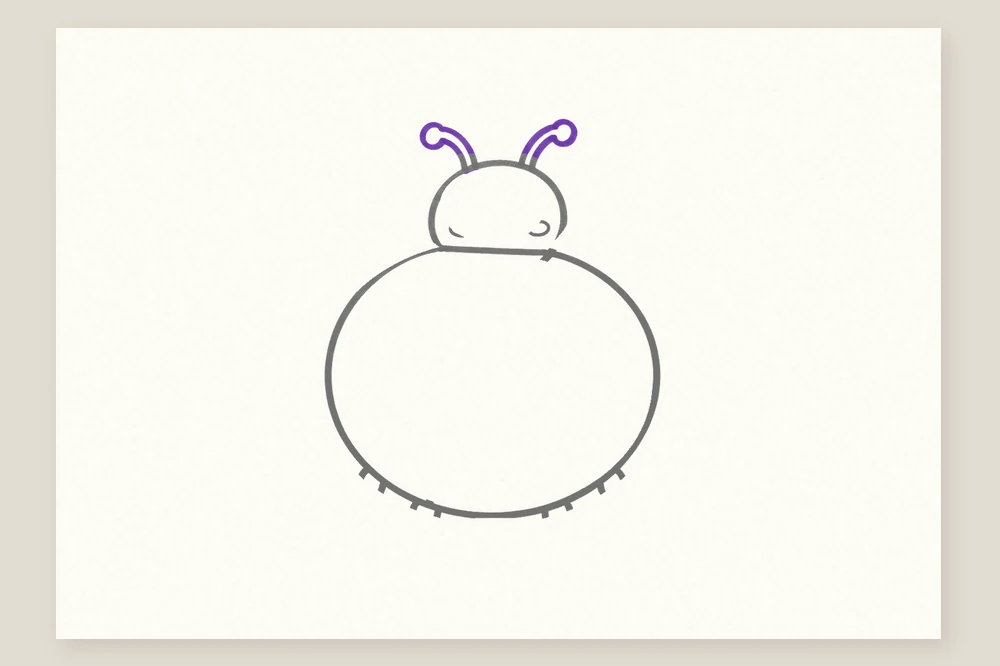 Dessin de coccinelle kawaii : les deux antennes à boule
