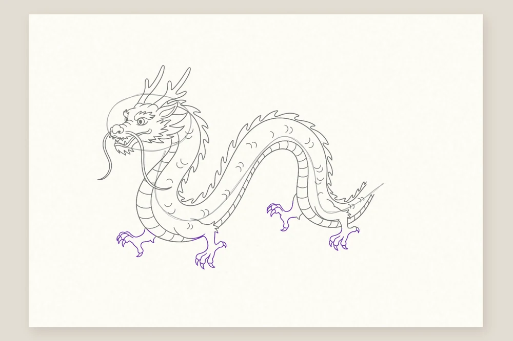 Dragon chinois, étape 4 : les quatre pattes griffues