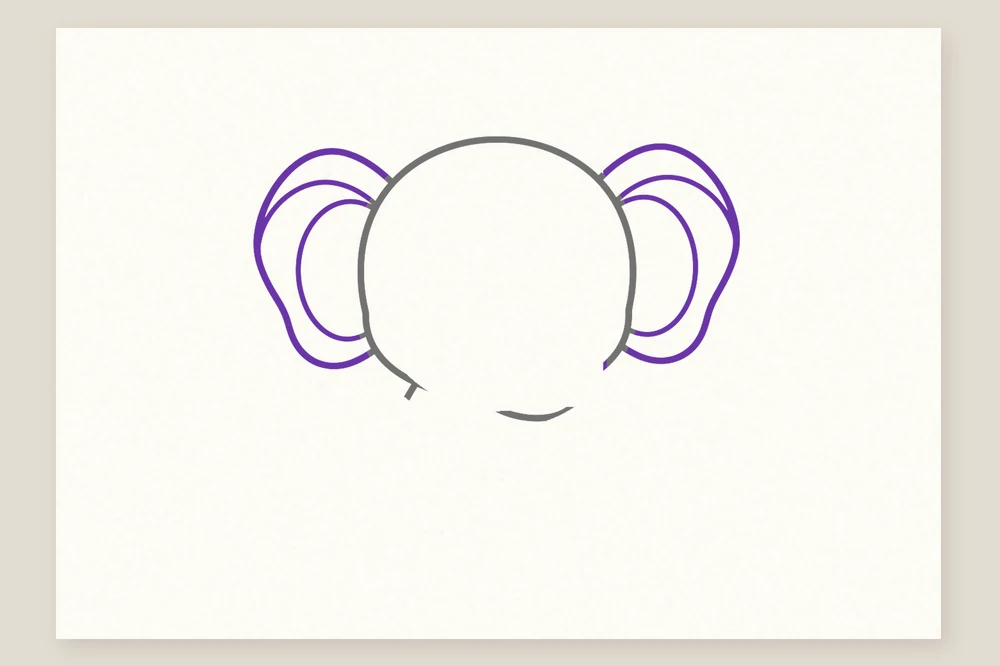 Dessin d'éléphanteau kawaii : les deux grandes oreilles