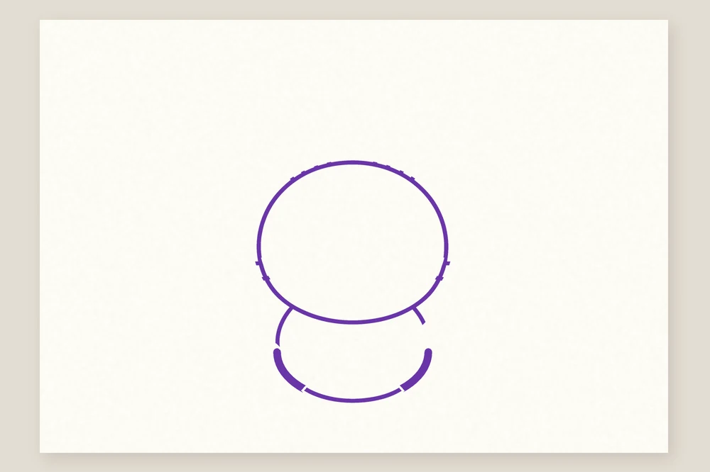 Dessin de lapin simple pour enfant : un gros rond pour la tête et un rond pour le corps