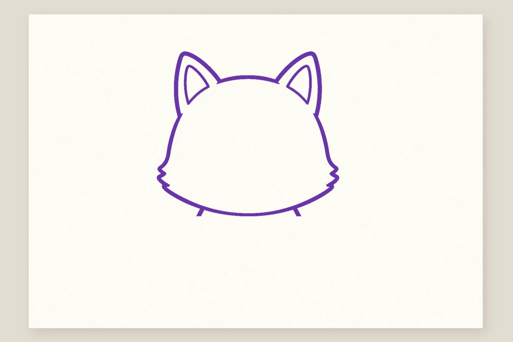 Dessin de loup simple pour enfant : une grosse tête ronde et deux oreilles pointues