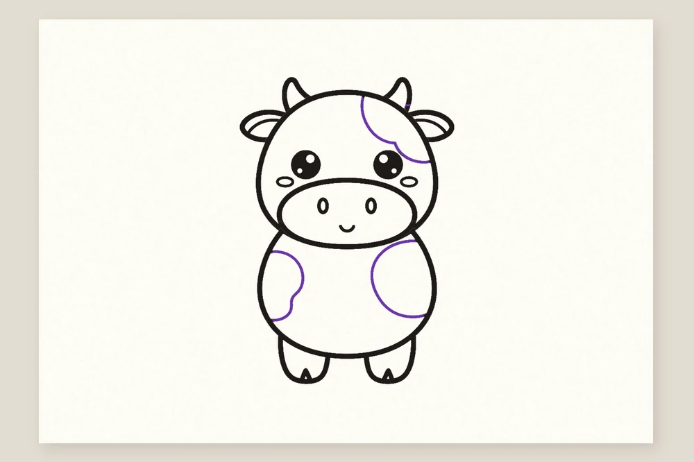 Dessin de vache simple pour enfant : quelques taches rondes